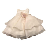 Mimilu‘ Festliches Kleid mit Armlöchern in einfarbiger Farbe mit rosa Gürtel für Baby-Mädchen