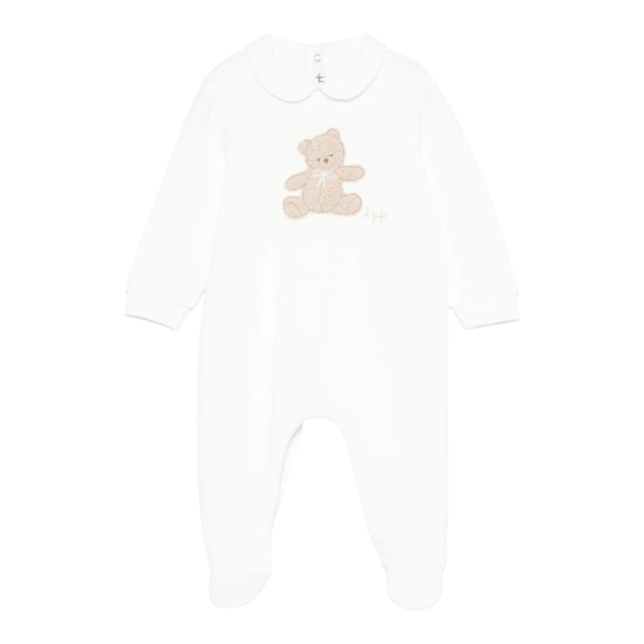 IL GUFO tutina manica lunga tinta unita con stampa Panna per Neonato A24TP342M0116 PANNA IL GUFO 