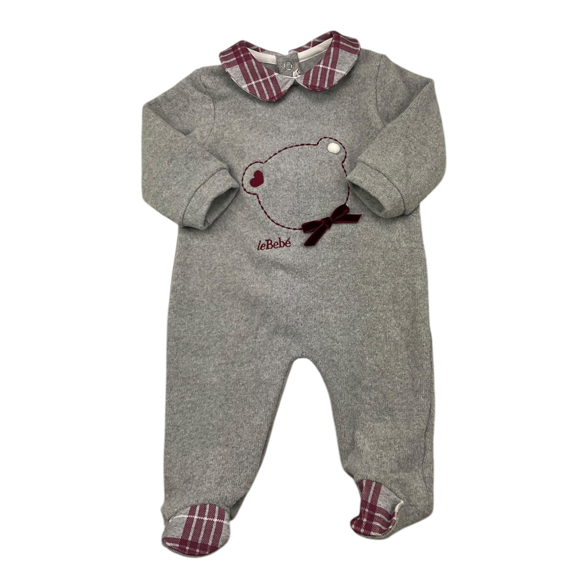 LE BEBE' tutina tinta unita con fantasia a righe Grigio per Neonata LBG6119 GRIGIO LE BEBE' 
