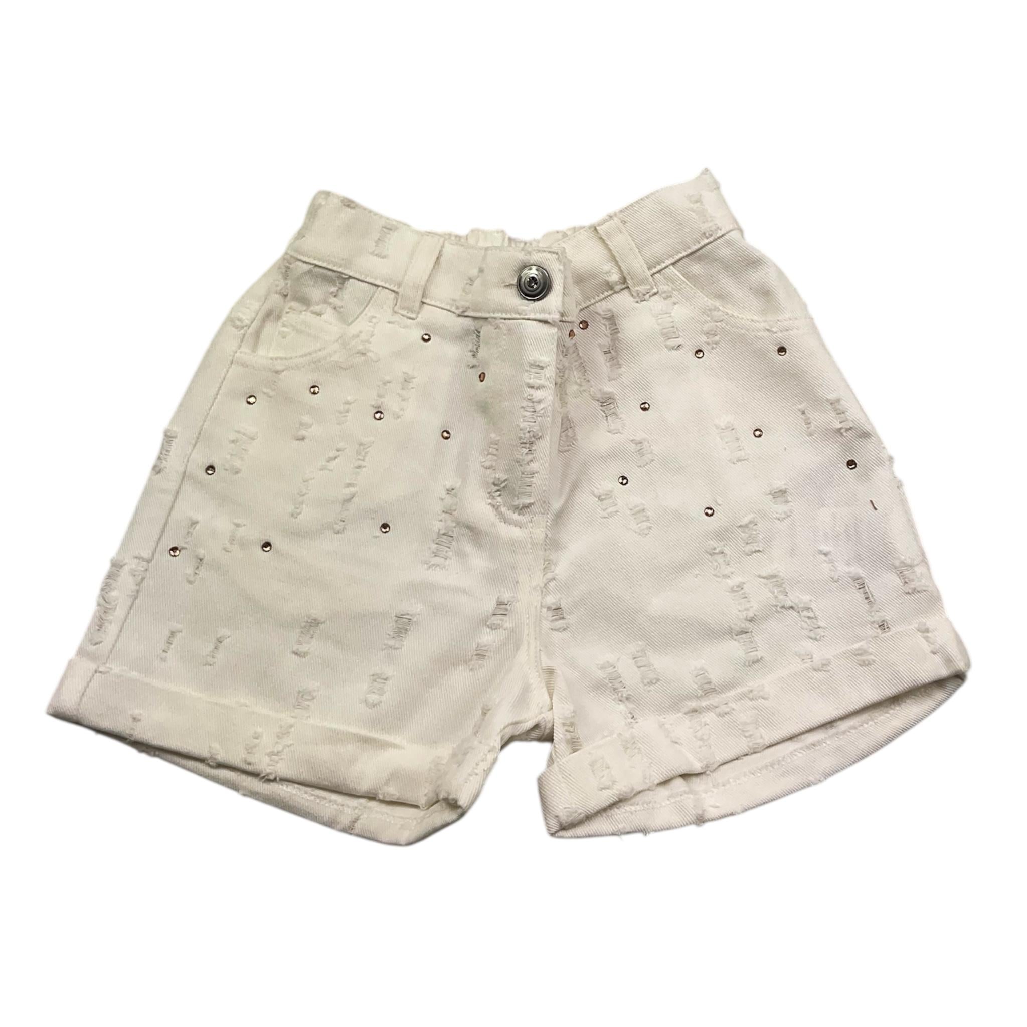 Miss Grant Short In Denim Tinta Unita con Elastico In Vita per Bambina MG1257 BIANCO MISS GRANT 