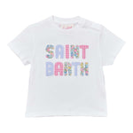 Saint Barth T-Shirt Tinta Unita Girocollo con Stampa per Bambina ELLY00011 BIANCO SAINT BARTH 