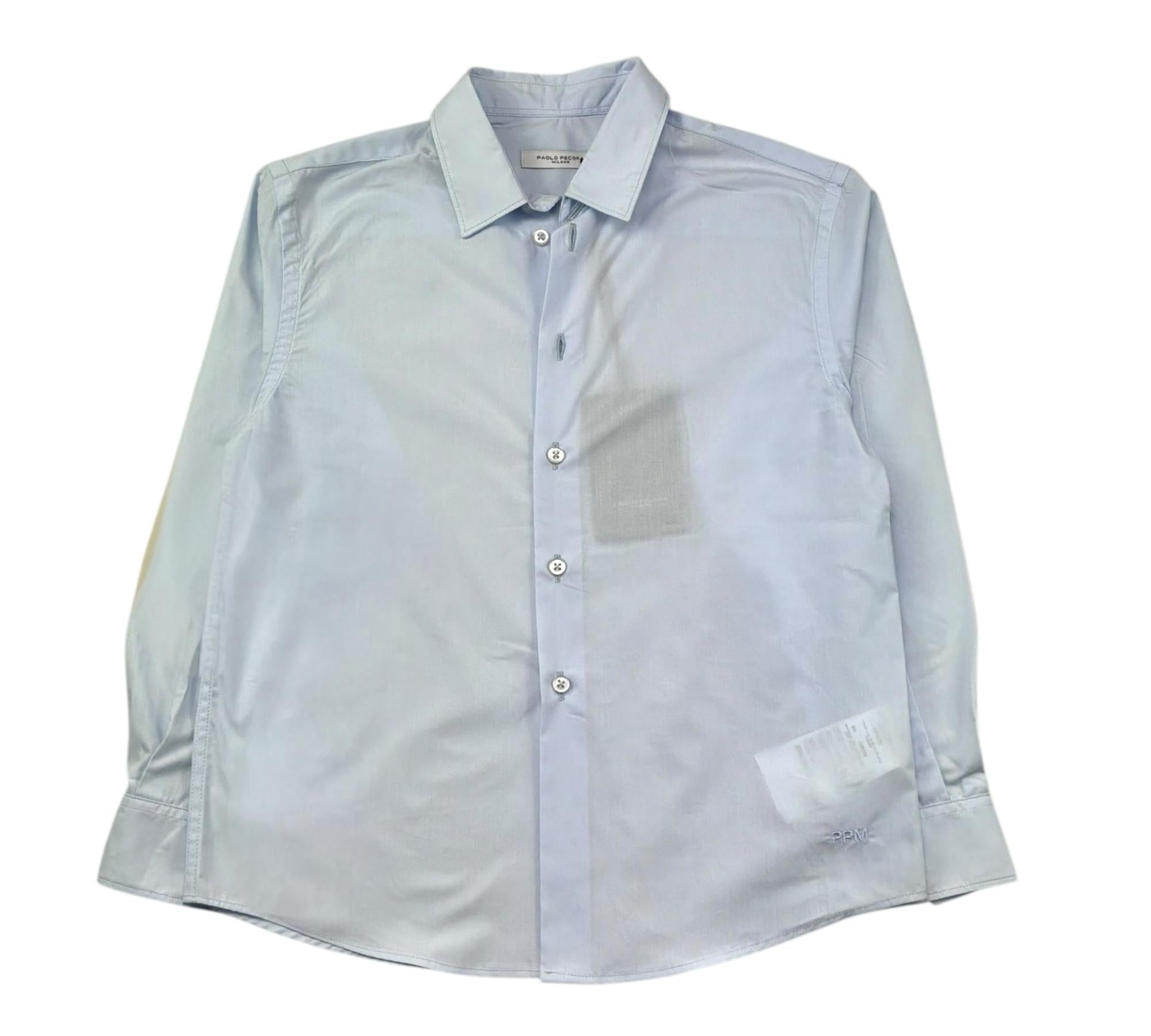 Paolo Pecora Camicia Manica Lunga Tinta Unita per Bambino PP4225 AZZURRO PAOLO PECORA 