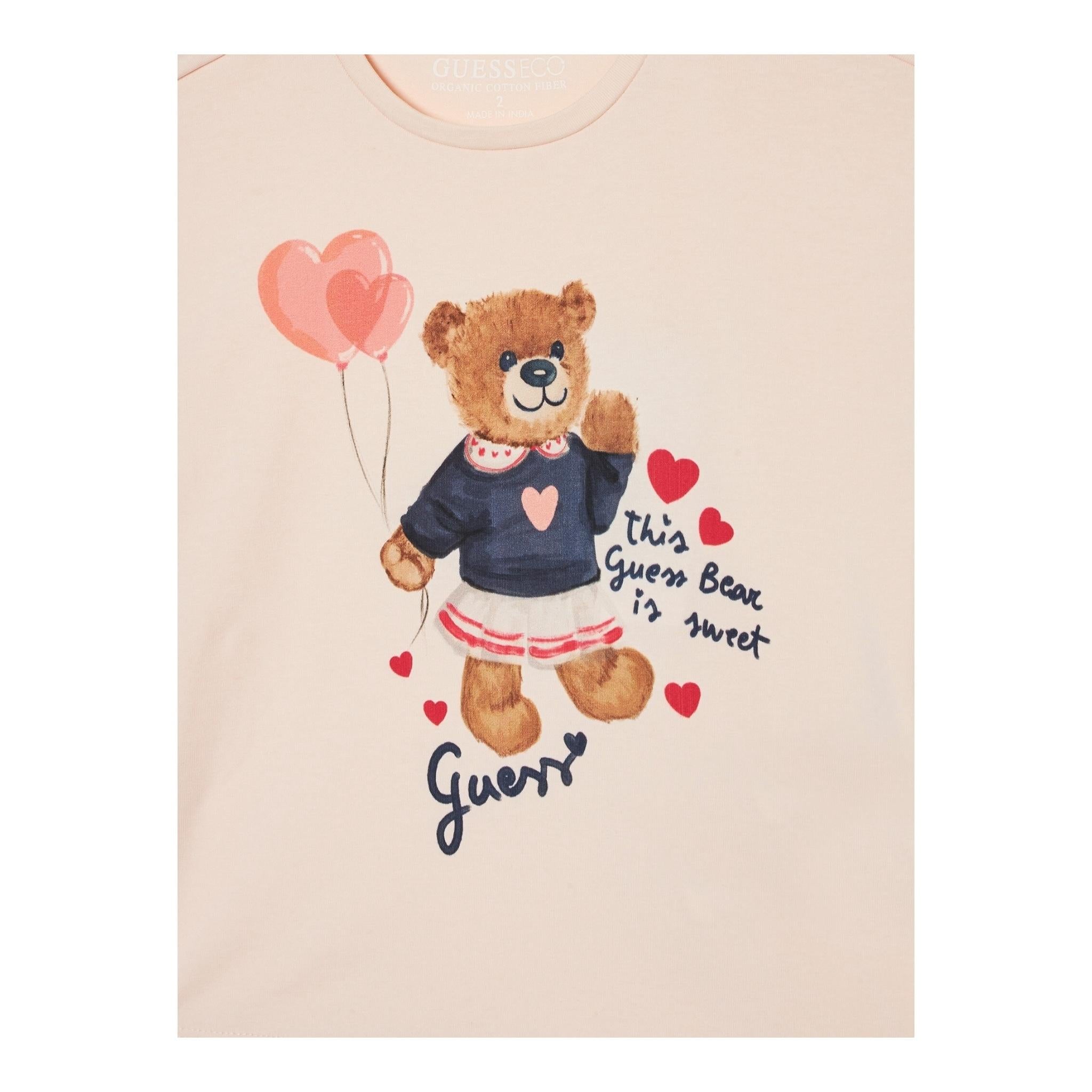 Guess T-Shirt Girocollo Tinta Unita con Stampa per Neonata K5RI12K6YW4XX ROSA GUESS 