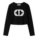 TWINSET shirt girocollo tinta unita con stampa Nero per Bambina 242GJ2032XX NERO TWINSET 