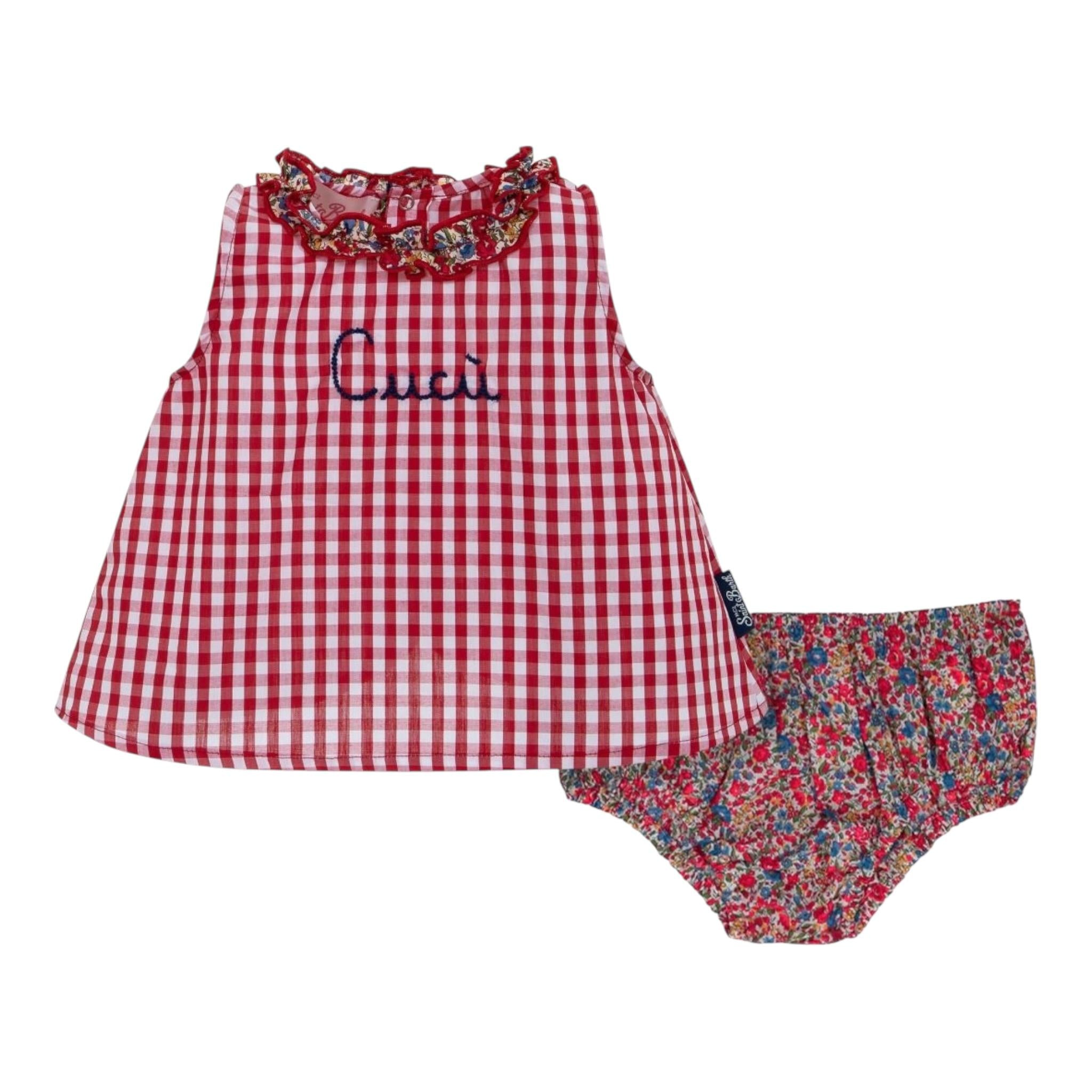 Saint Barth Completo 2 Pezzi Camicia-Coulotte Bicolore per Neonata ABB00022 ROSSO SAINT BARTH 