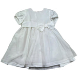Le Bebe Abito Mezza Manica Tinta Unita con Cinturino per Neonata LBG0877 BIANCO LE BEBE 