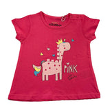 Losan Einfarbiges Rundhals-T-Shirt mit Kontrastdruck in Rosa für Baby-Mädchen