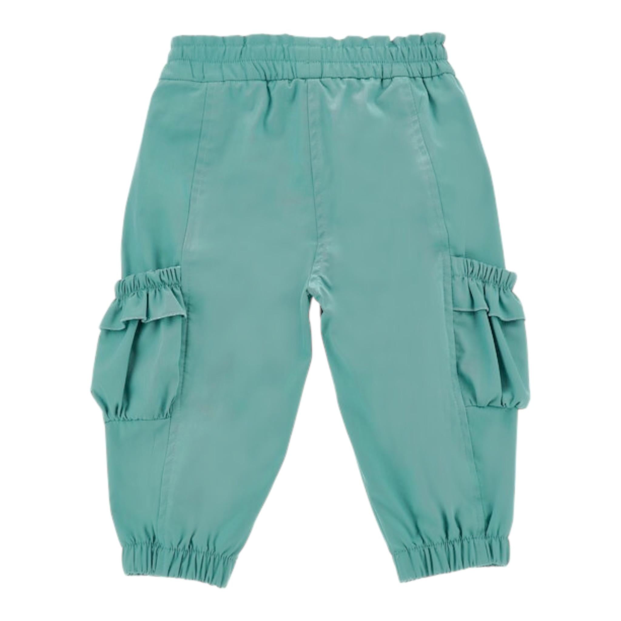 Monnalisa Pantalone Tinta Unita con Elastico In Vita per Bambina 37E402J VERDE MONNALISA 