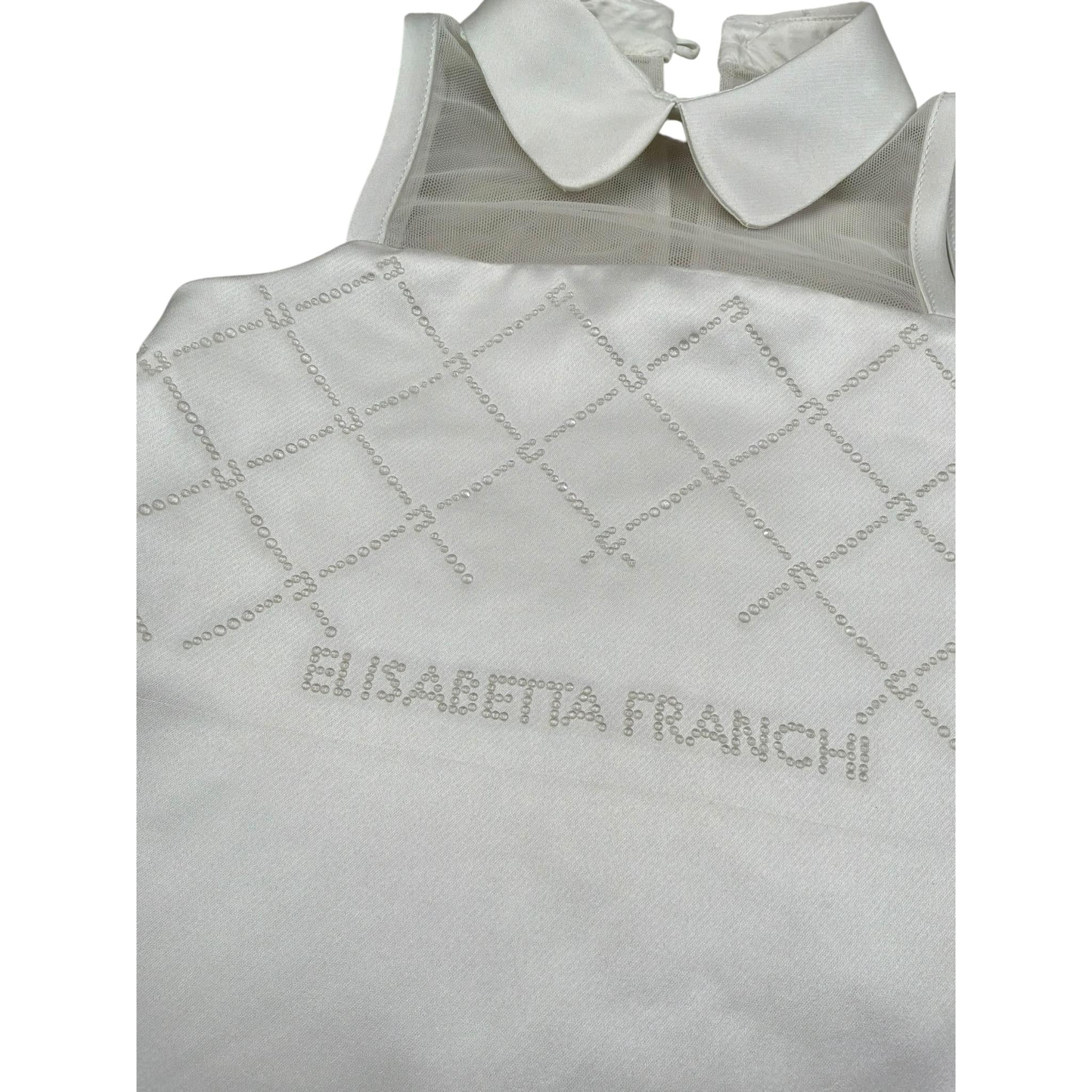 Elisabetta Franchi Abito Giromanica Tinta Unita con Brillantini per Bambina EFAB618XX BIANCO ELISABETTA FRANCHI 