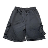 Disclaimer Einfarbige Cargo-Bermudashorts mit elastischem Bund in Schwarz für Jungen