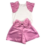 Twinset Complete 2-teiliges T-Shirt-Shorts weiß/pink für Mädchen