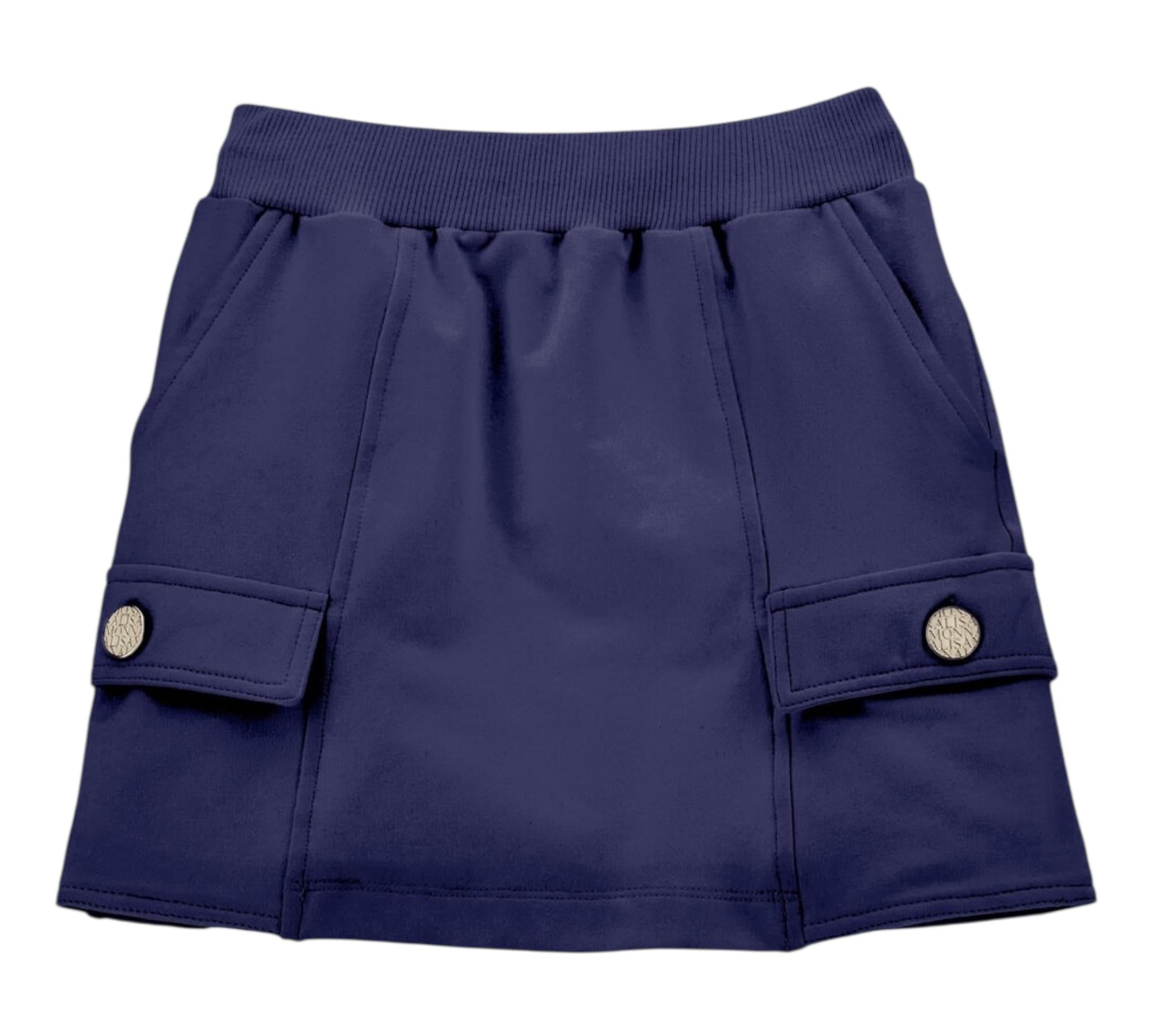 Monnalisa Gonna Tinta Unita con Elastico In Vita per Bambina 17E700 BLU MONNALISA 