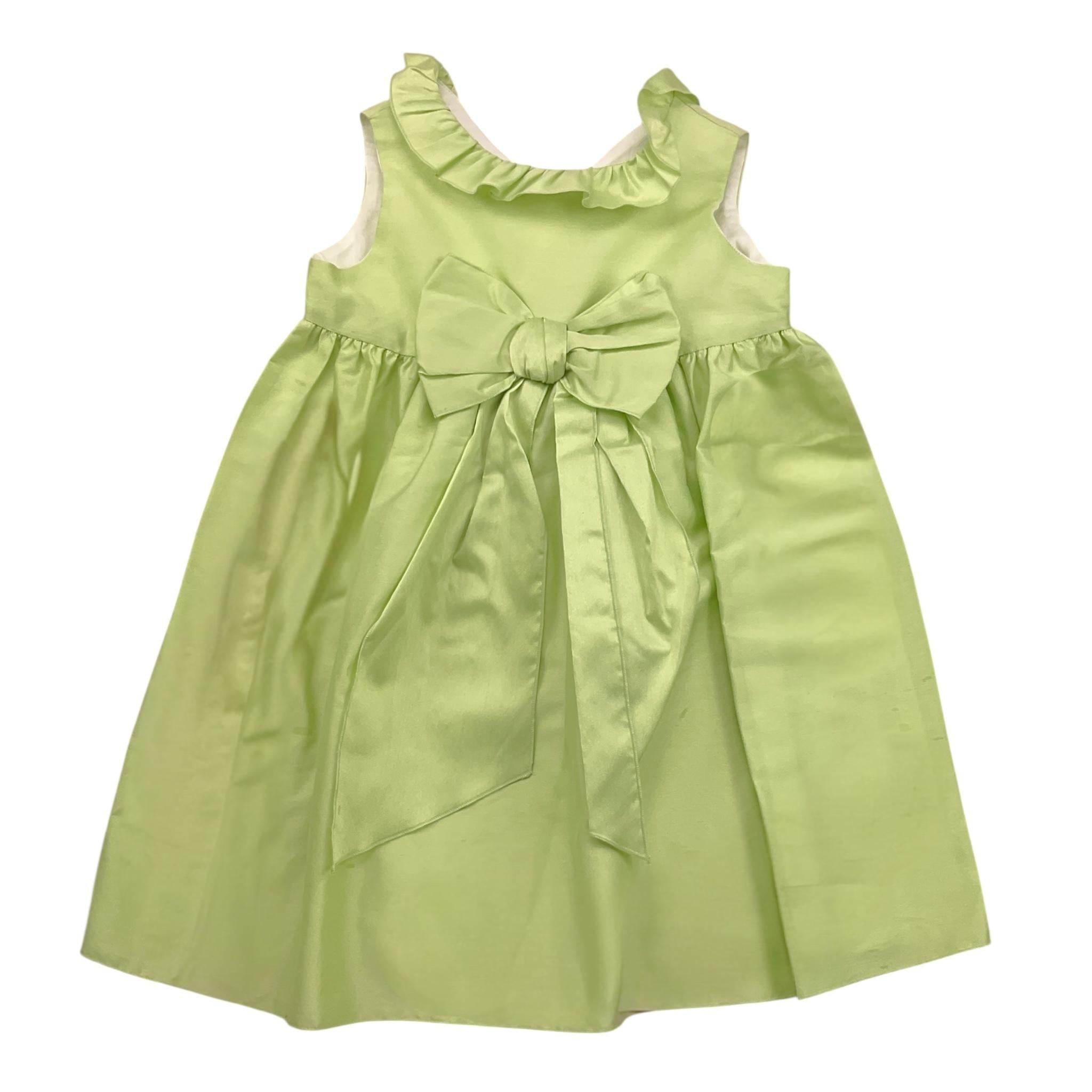 Little Bear Abito Giromanica Tinta Unita con Fiocco per Bambina 8200 VERDE LITTLE BEAR 