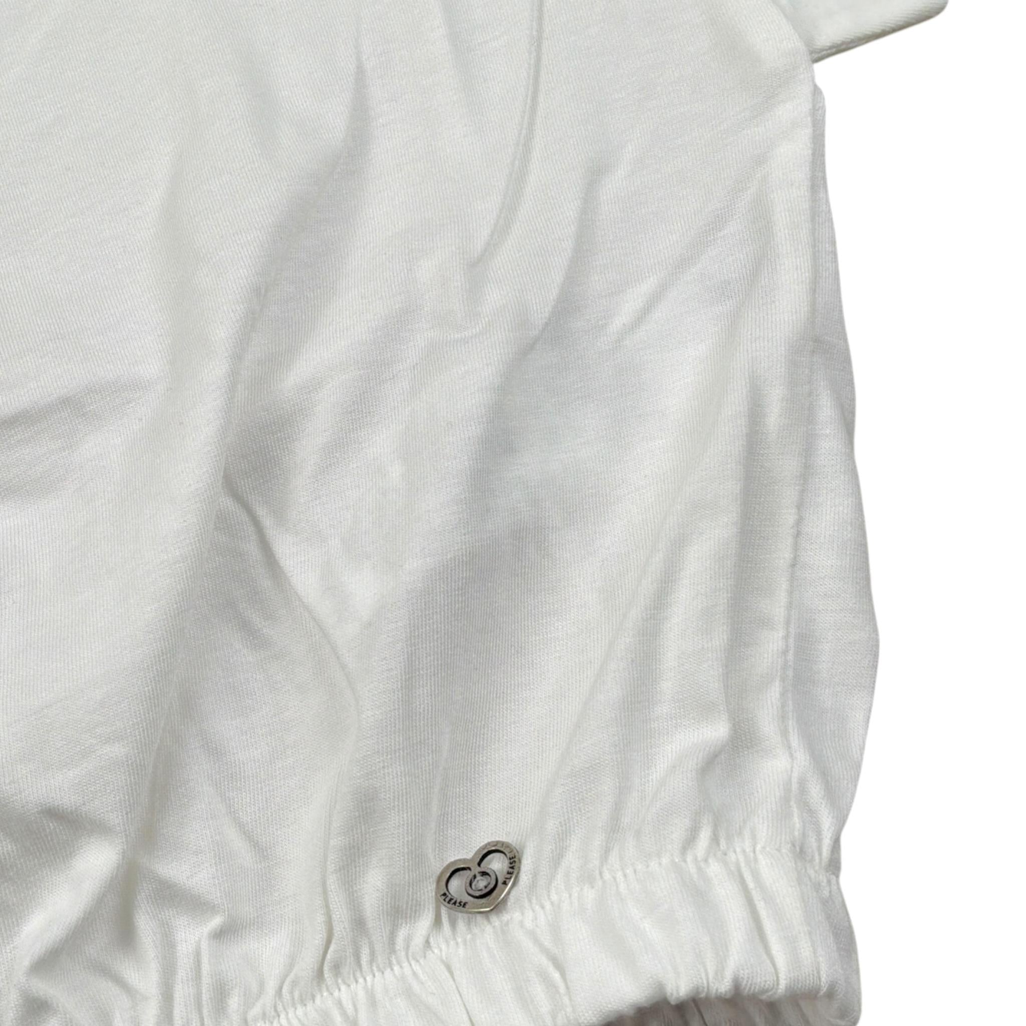 Please T-Shirt tinta unita con Elastico Bianco per Bambina MBC4030G72X BIANCO PLEASE 