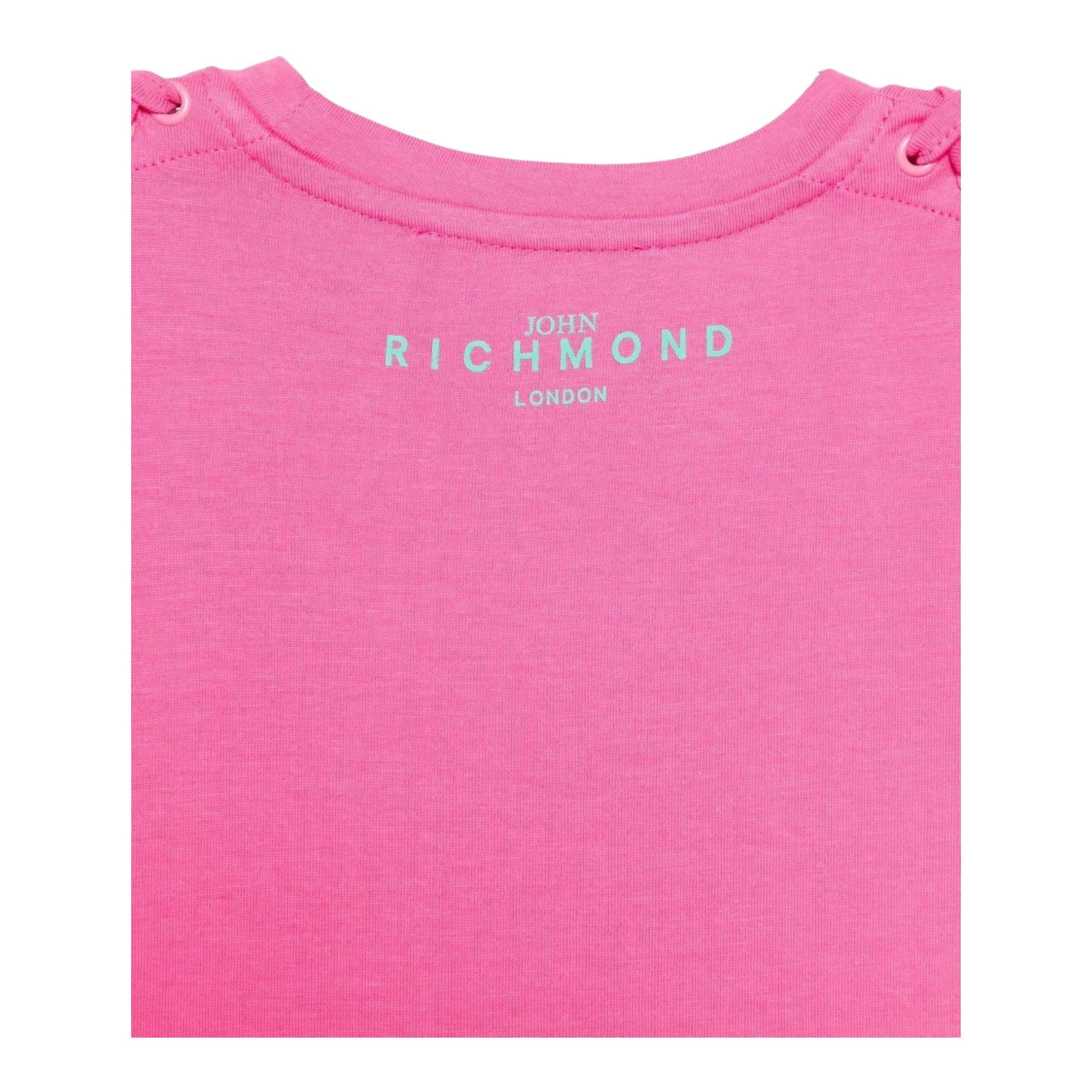 John Richmond Abito Tinta Unita con Logo Girocollo per Bambina RGP25008VEX FUXIA JOHN RICHMOND 