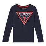 GUESS shirt girocollo tinta unita con stampa Blu per Bambino L84I29K8HM0 BLU GUESS 