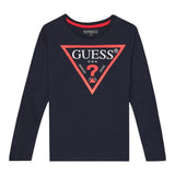 GUESS shirt girocollo tinta unita con stampa Blu per Bambino L84I29K8HM0 BLU GUESS 
