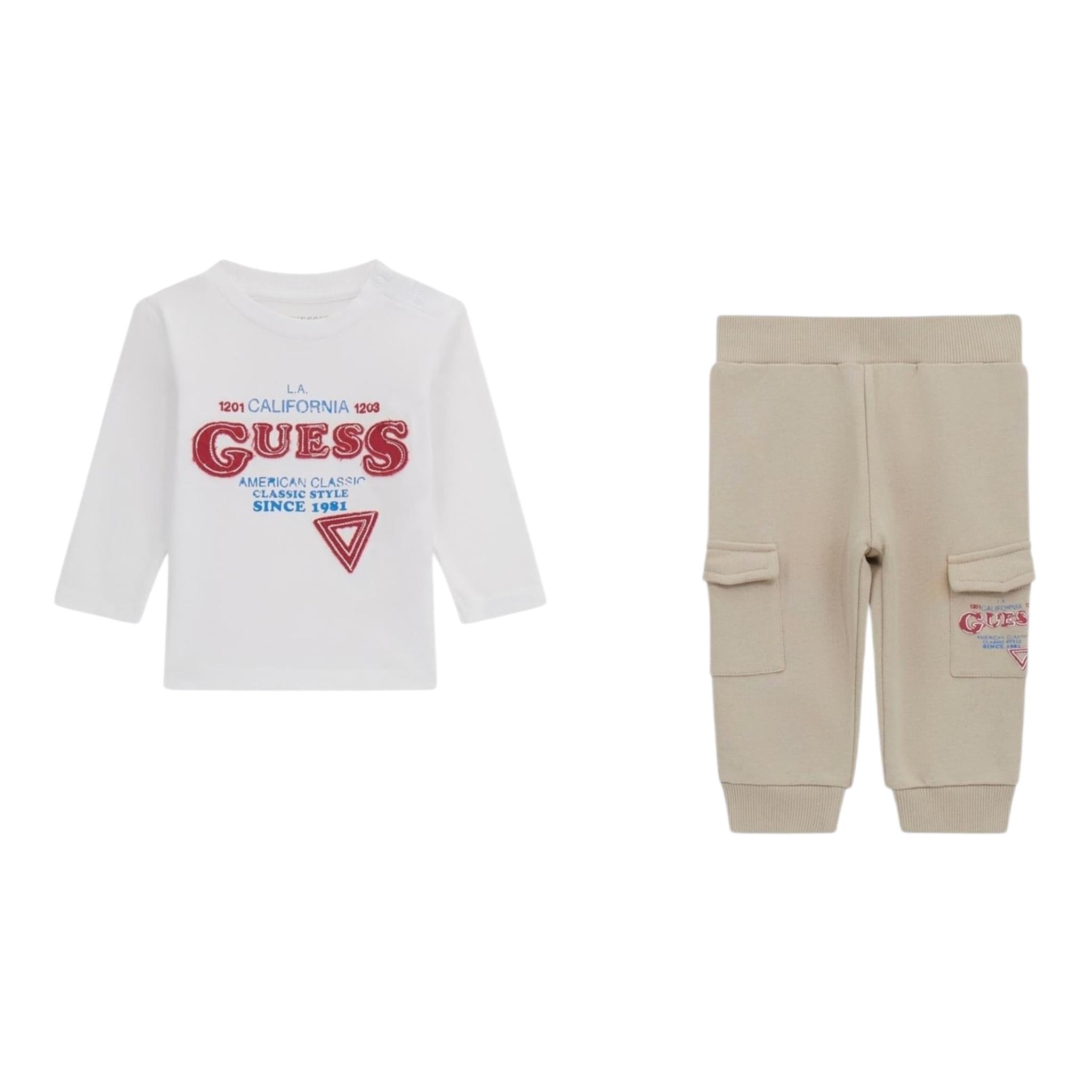 GUESS completo 2 pezzi shirt-pantalne tuta  Bianco/beige per Bambino N4YG10AK8HM3 BIANCO/BEIGE GUESS 