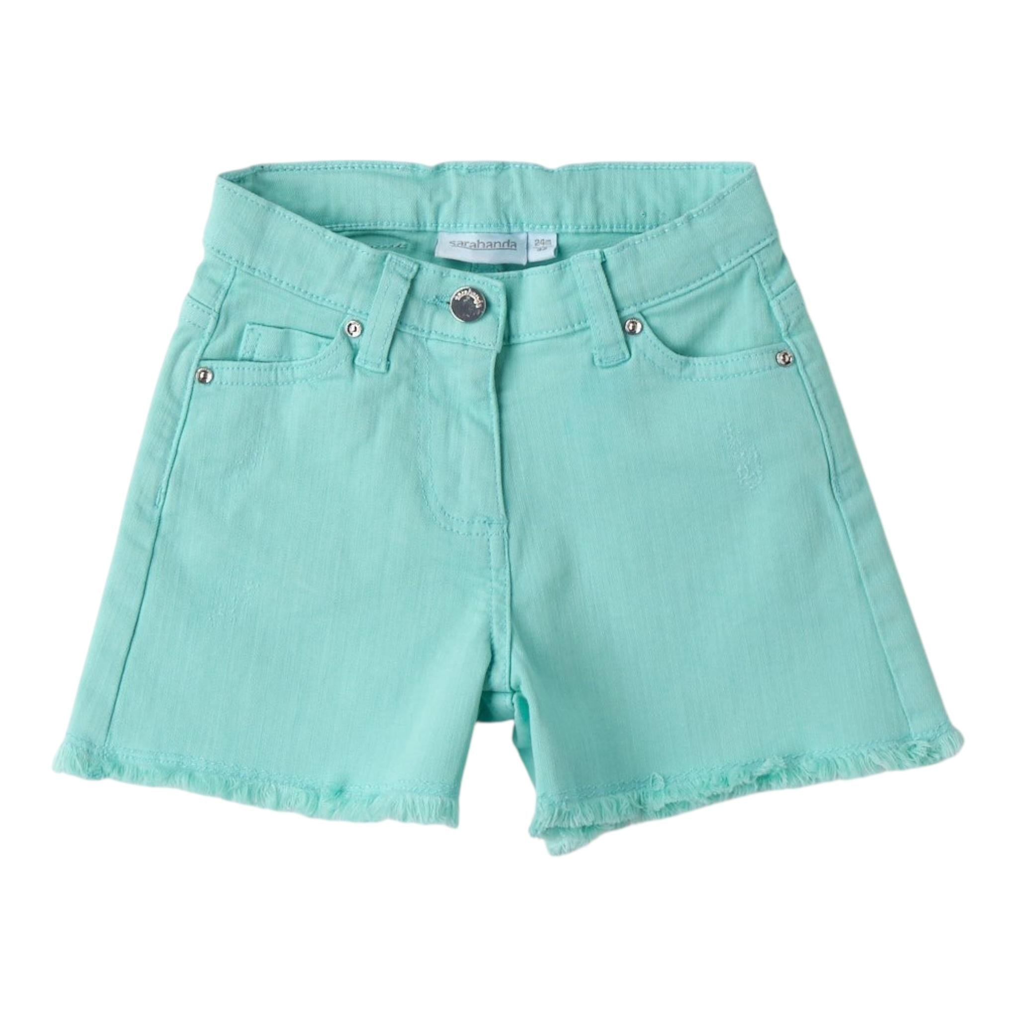 Sarabanda Short tinta unita con Girovita Regolabile Verde Acqua per Neonata 0B222X VERDE ACQUA SARABANDA 