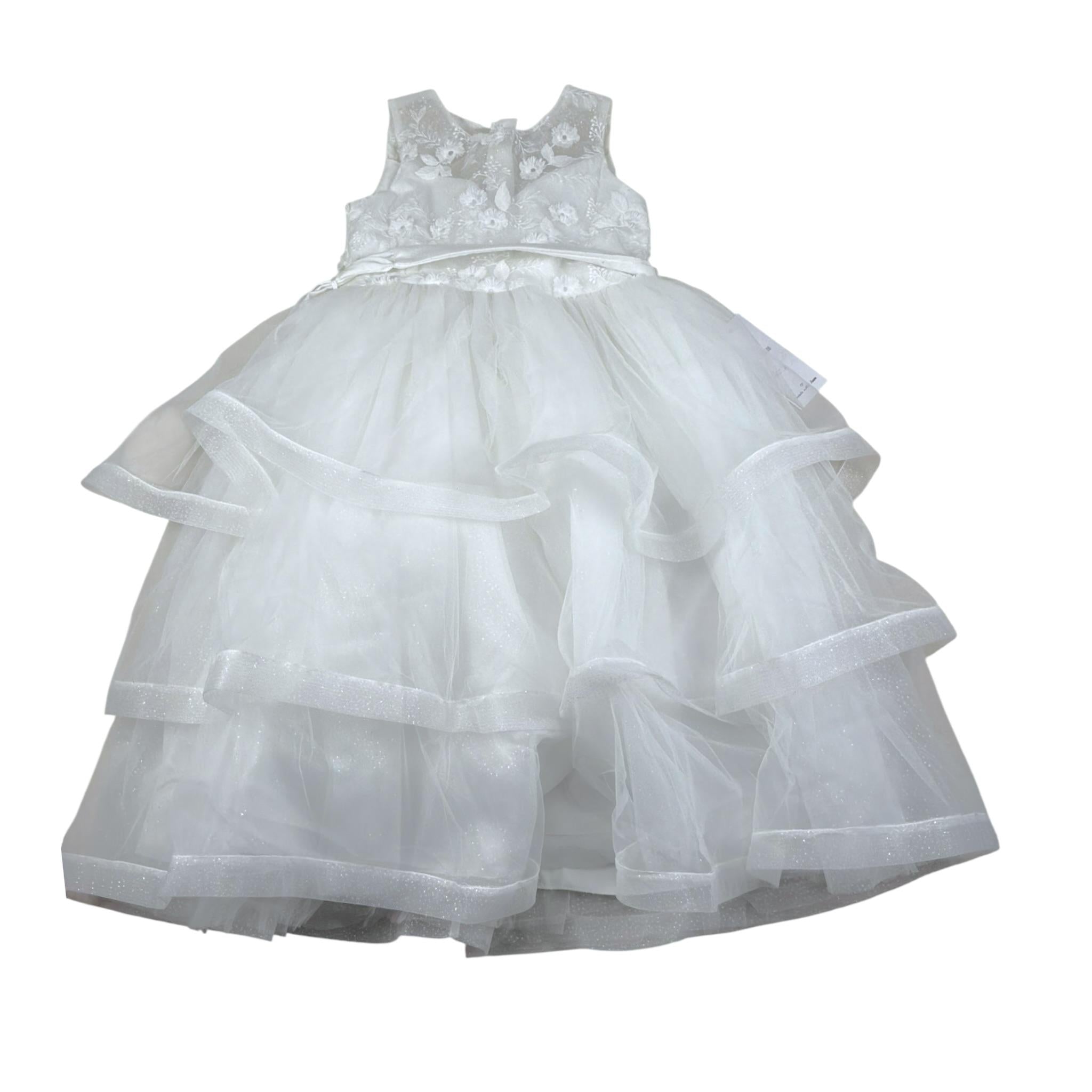 Bella Brilli Abito Cerimonia Girmanica Tinta Unita per Bambina 44 BIANCO BELLA BRILLI 