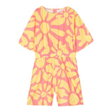 Marni Einteiliger Jumpsuit mit halblangen Ärmeln und gelbem Fantasy-Print für Mädchen