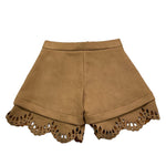 MIMISOL short tinta unita in camoscio Cammello per Bambina MFPA159 CAMMELLO MIMISOL 