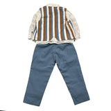 Marlu' 5-teiliges Set Hemd-Weste-Fliege-Hose Blau für Neugeborene