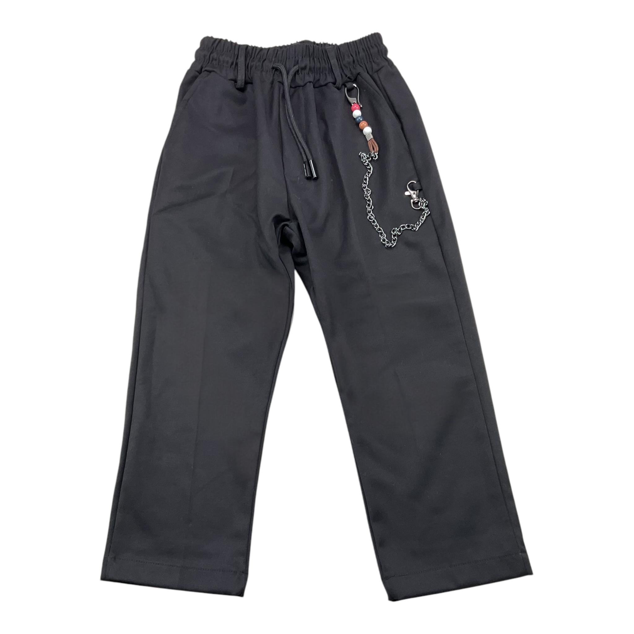 NEVER TOO pantalone tinta unita con elastico in vita Nero per Bambino NT2203B NERO NEVER TOO 