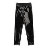 Chiara Ferragni Einfarbige Leggings mit Logo-Elasthan aus schwarzem Vinyl für Mädchen