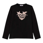 PINKO shirt girocollo tinta unita girocollo con stampa Nero per Bambina F4PIJGTH054 NERO PINKO 