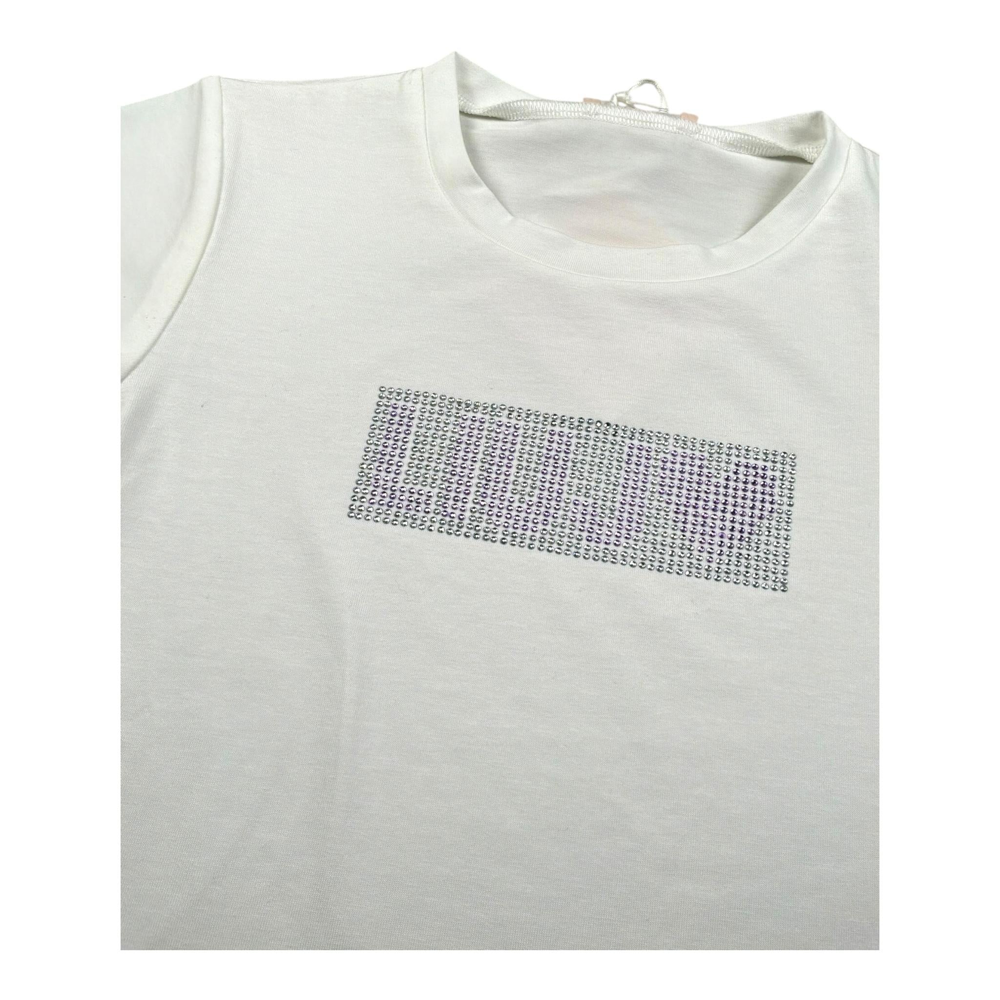 Liu Jo T-Shirt Tinta Unita con Brillantini per Neonata KA5095XXX BIANCO LIU JO 