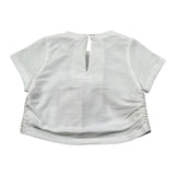 M+E' T-Shirt Girocollo Tinta Unita con Stampa per Bambina UE1858 BIANCO M+E' 