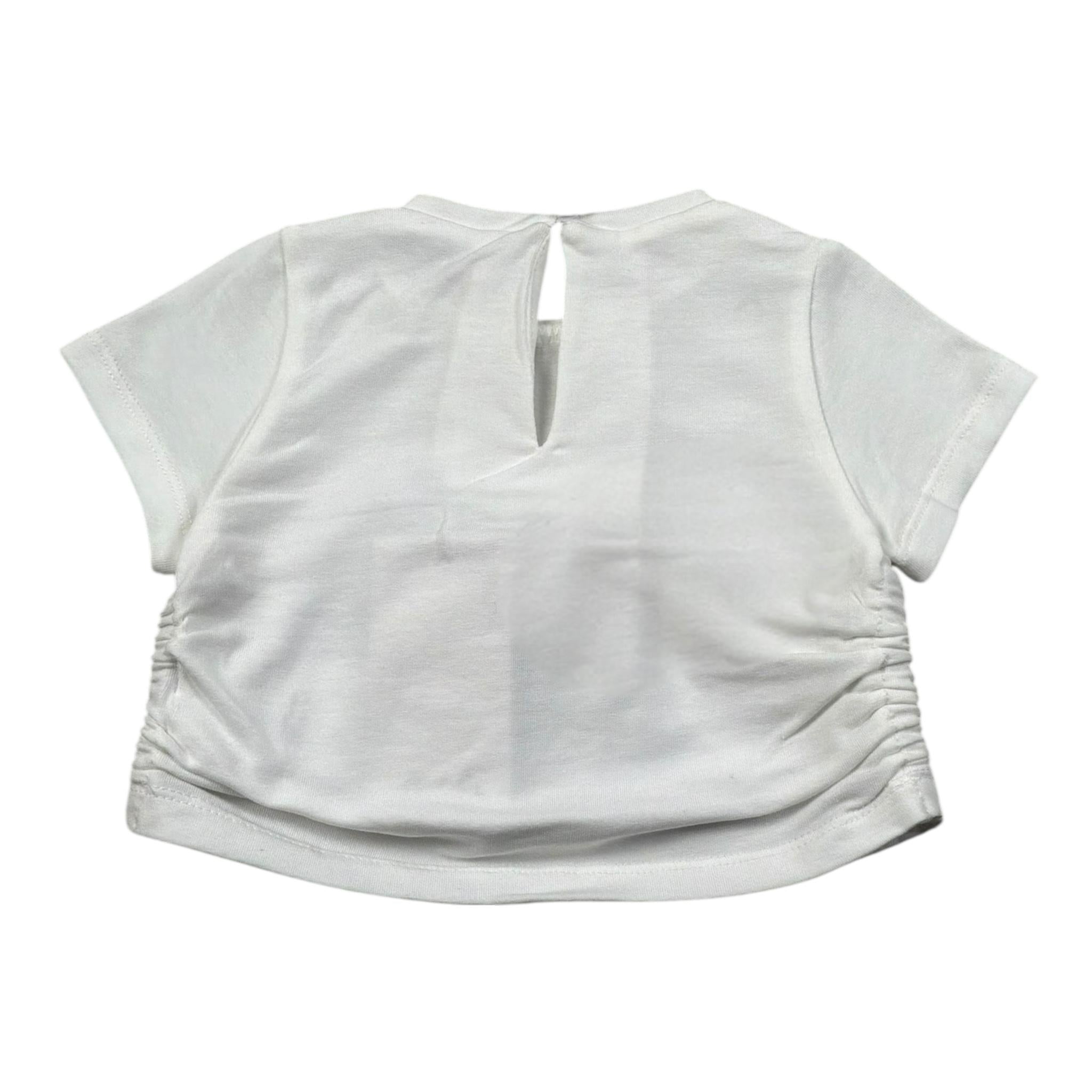 M+E' T-Shirt Girocollo Tinta Unita con Stampa per Bambina UE1858 BIANCO M+E' 