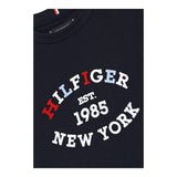 TOMMY HILFIGER shirt girocollo tinta unita con stampa in contrasto Blu per Bambino KB0KB08659 BLU TOMMY HILFIGER 
