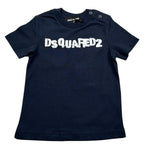 Dsquared2 T-Shirt Girocollo Tinta Unita con Stampa per Neonato DQ042R BLU DSQUARED2 