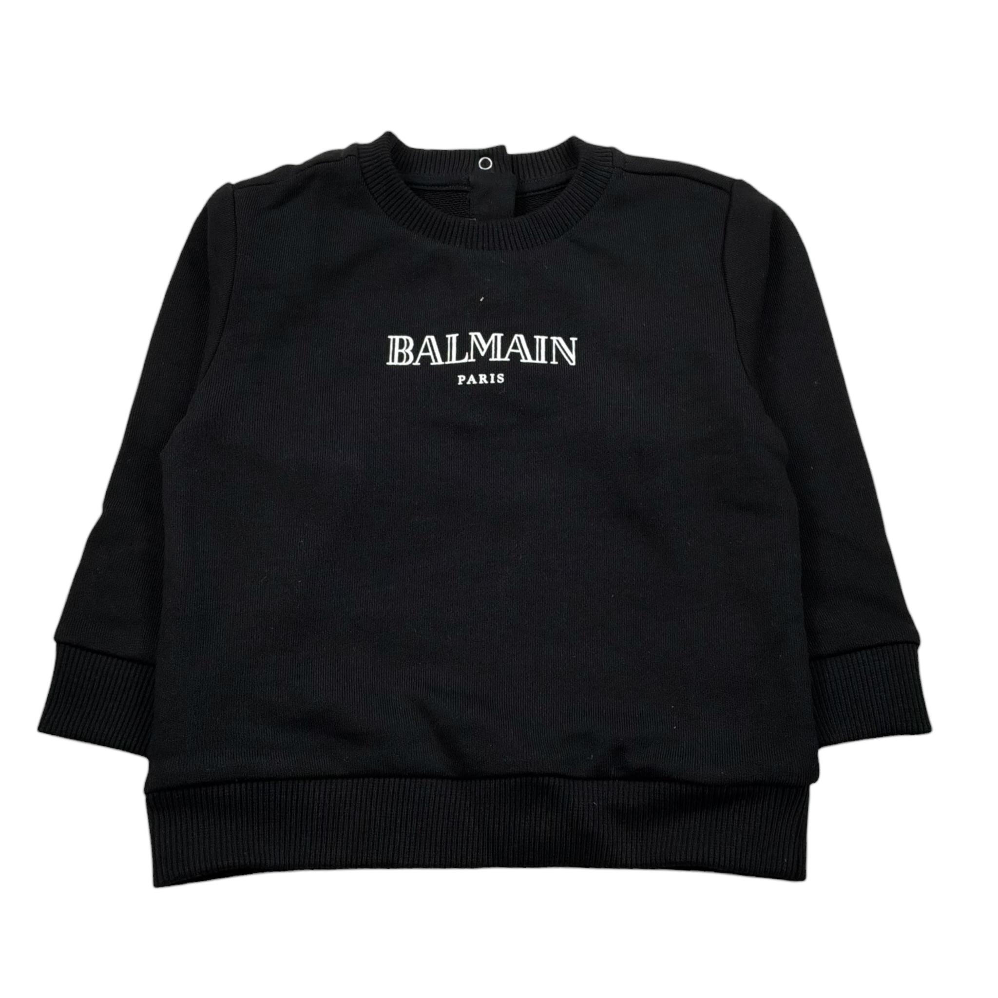 Balmain Felpa Chiusa Girocollo tinta unita con Logo Nero per Neonato V4560NX NERO BALMAIN 