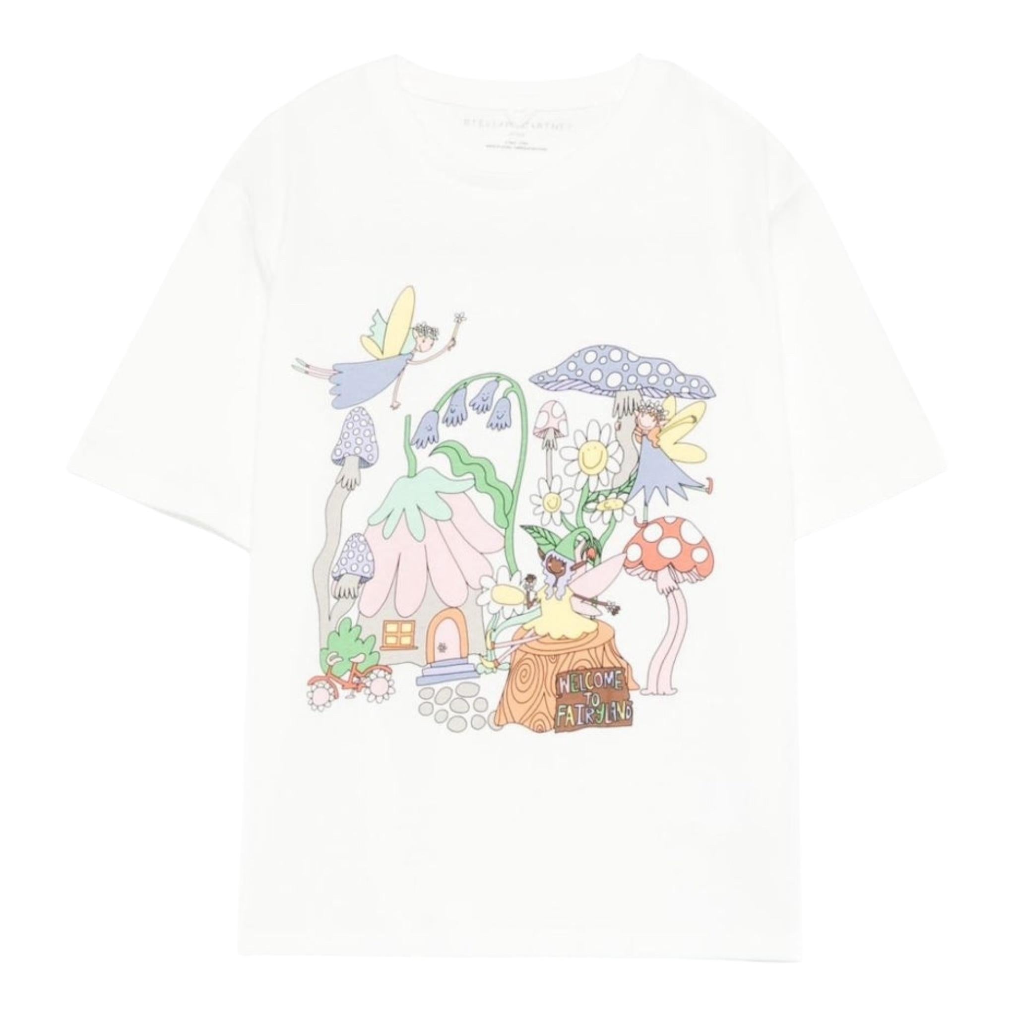 Stella Mccartney T-Shirt Girocollo Tinta Unita con Stampa per Bambina TW8A11 BIANCO STELLA McCARTNEY 