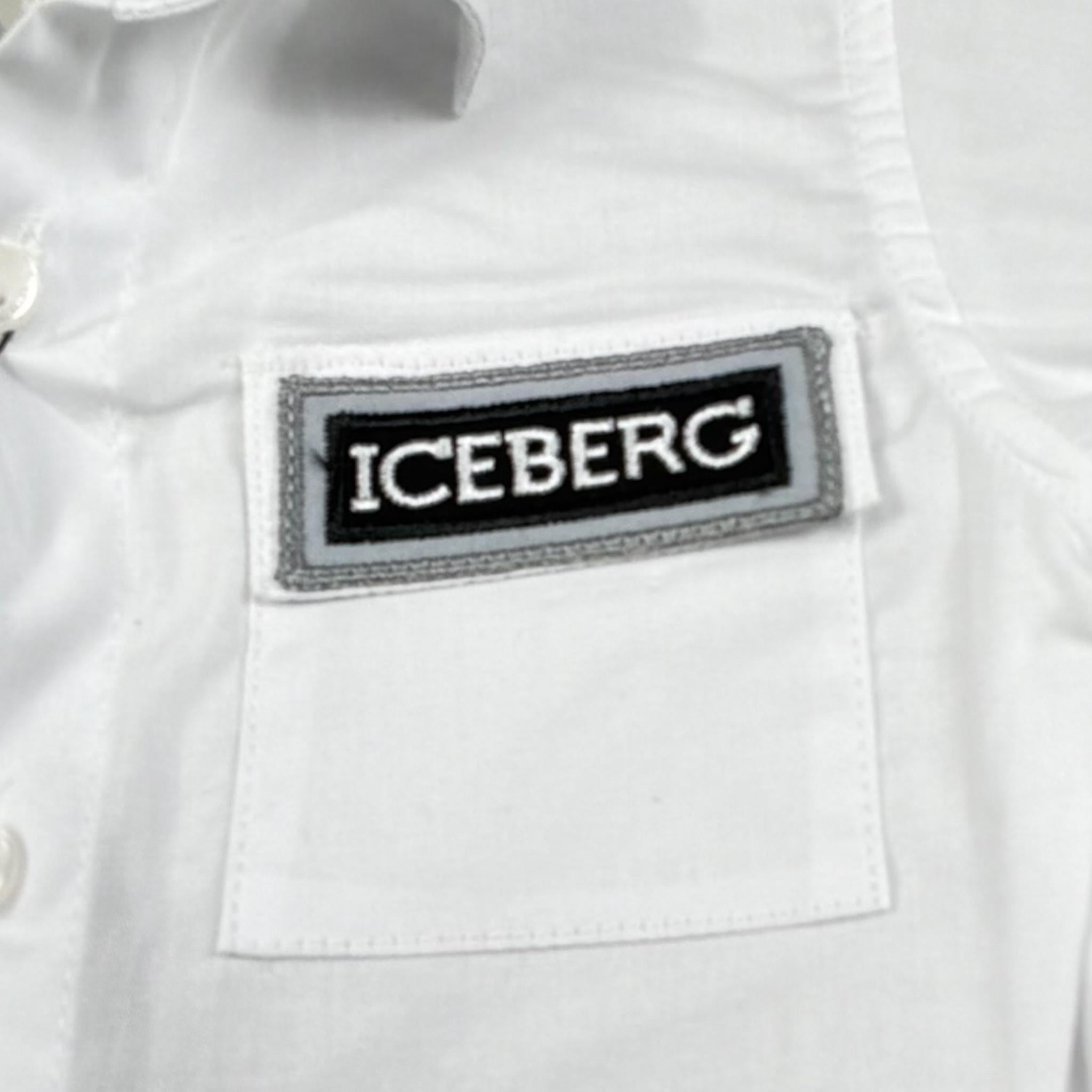 Iceberg Camicia Mezza Manica Tinta Unita con Logo per Neonato CMICE5111BX BIANCO ICEBERG 
