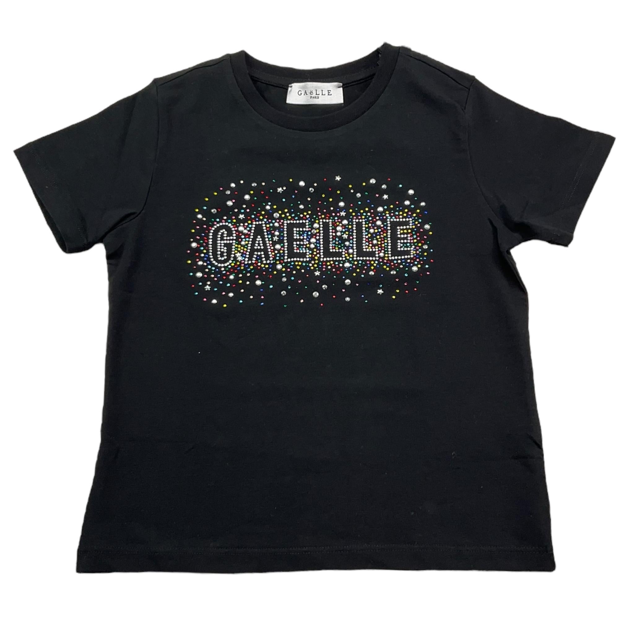 Gaelle T-Shirt Girocollo Tinta Unita con Logo Brillantinato per Bambina 2746M00329 NERO GAELLE 