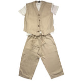 Minimum Komplett 3 Stück T-Shirt-Weste-Hose Einfarbig Beige Für Jungen