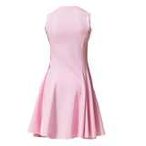 Twinset Einfarbiges Ärmelloses Kleid mit rosa Tüll-Applikation für Mädchen