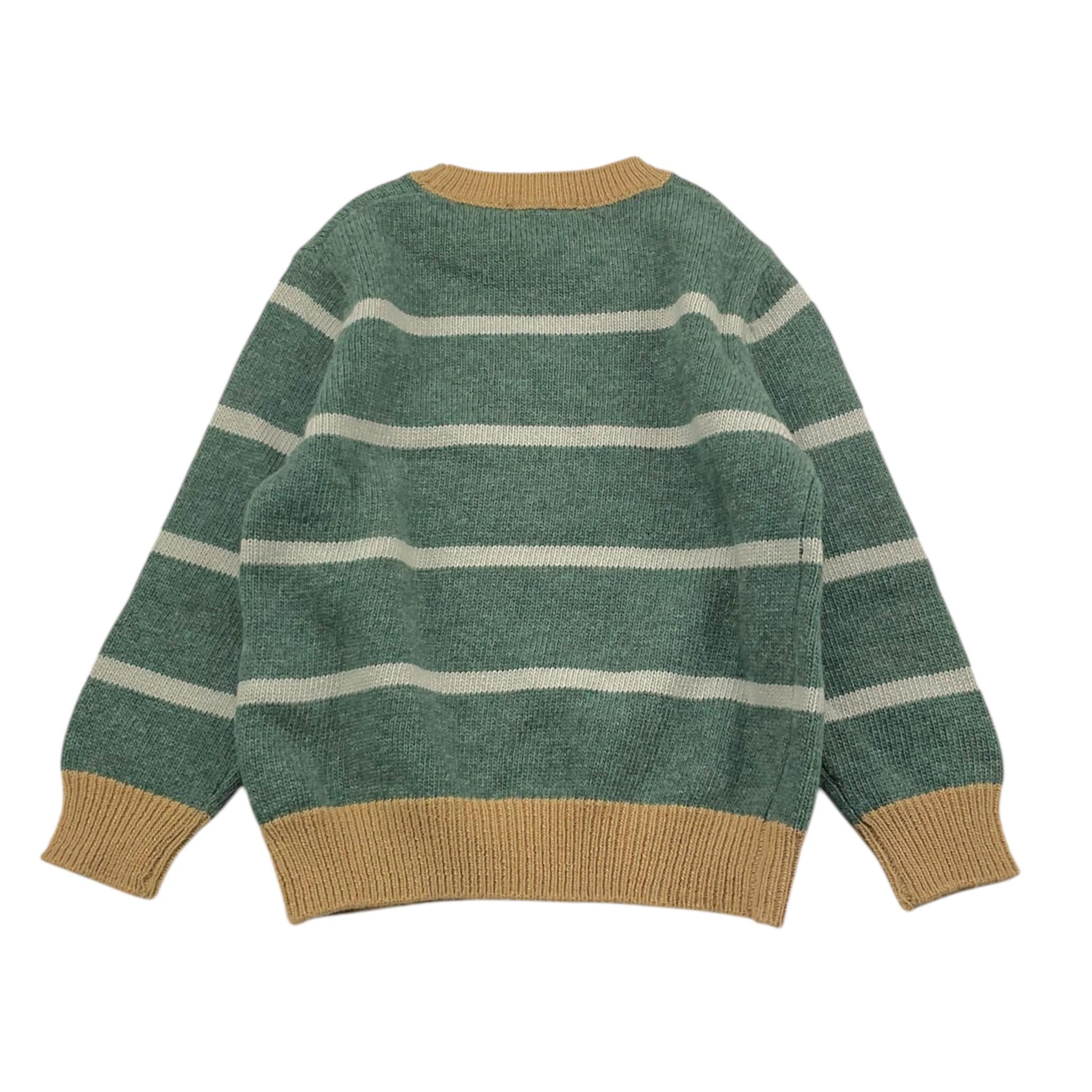 IL GUFO maglia tinta unita con fantasia a righe Verde per Bambino A24MA459EM220 VERDE IL GUFO 