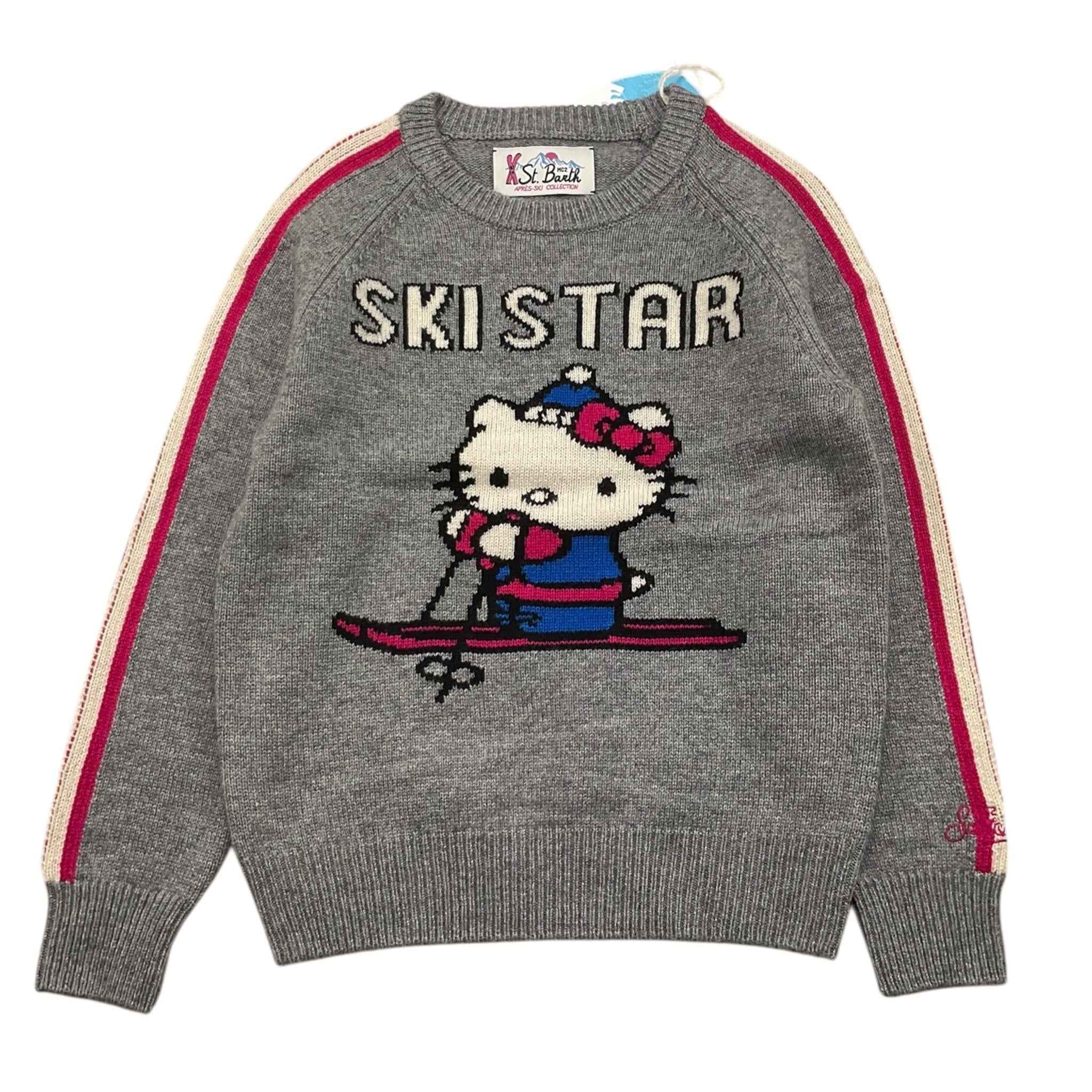 SAINT BARTH maglia gircollo tinta unita con stampa Grigio per Bambina HKSKI GRIGIO SAINT BARTH 