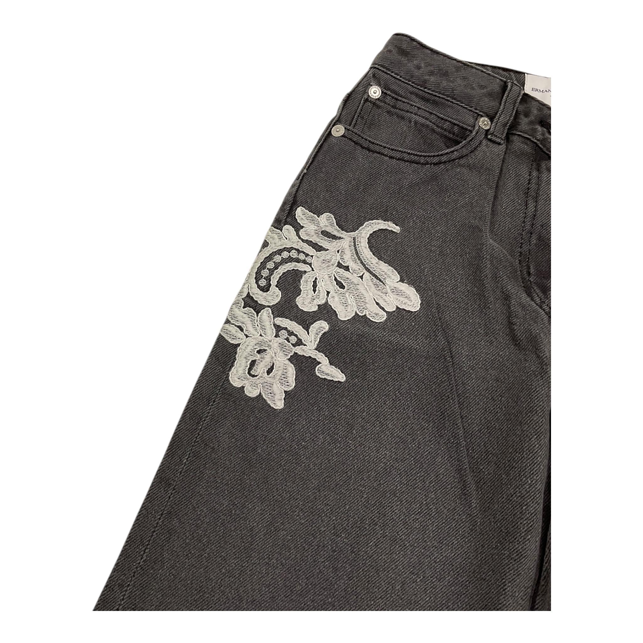 ERMANNO SCERVINO jeans tinta unita modello palazzo con ricami Grigio per Bambina SFPA003 GRIGIO ERMANNO SCERVINO 