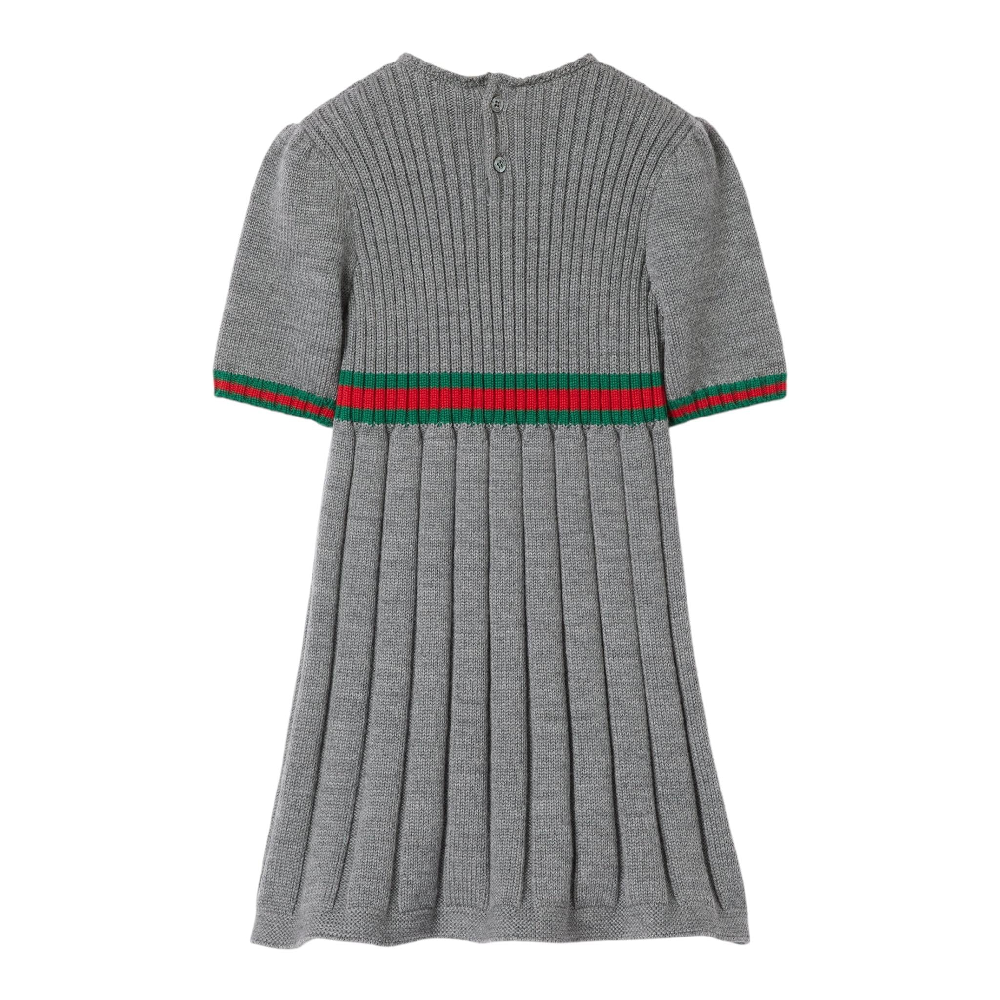 GUCCI abito mezza manica tinta unita con profili in contrasto Grigio per Neonata 790773 GRIGIO GUCCI 