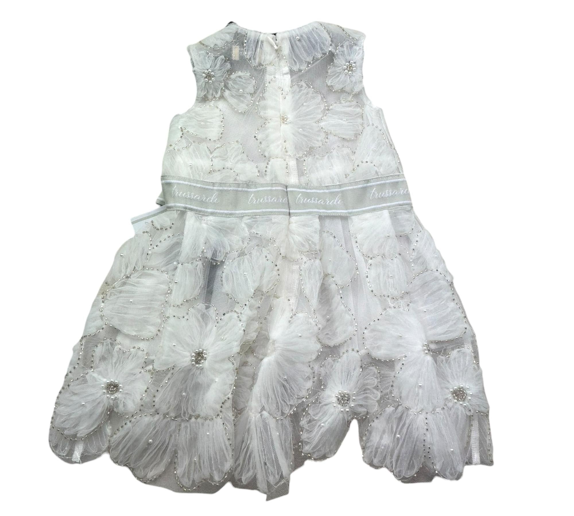 Trussardi Abito Giromanica Tinta Unita In Tulle per Neonata TIP26140VE BIANCO TRUSSARDI 