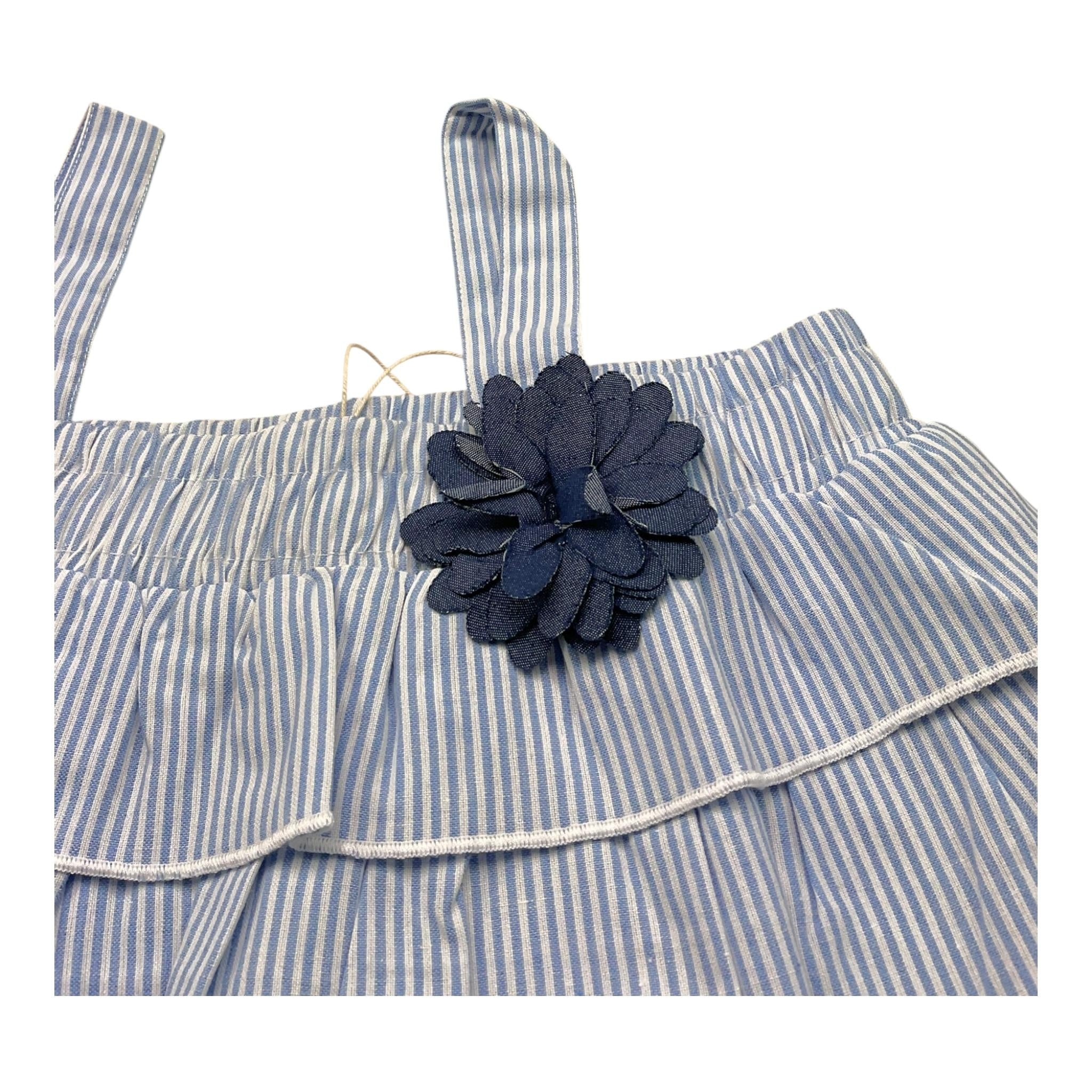 Emc Top Bicolore con Fantasia A Righe per Bambina BX2386 BIANCO/AZZURRO EMC 