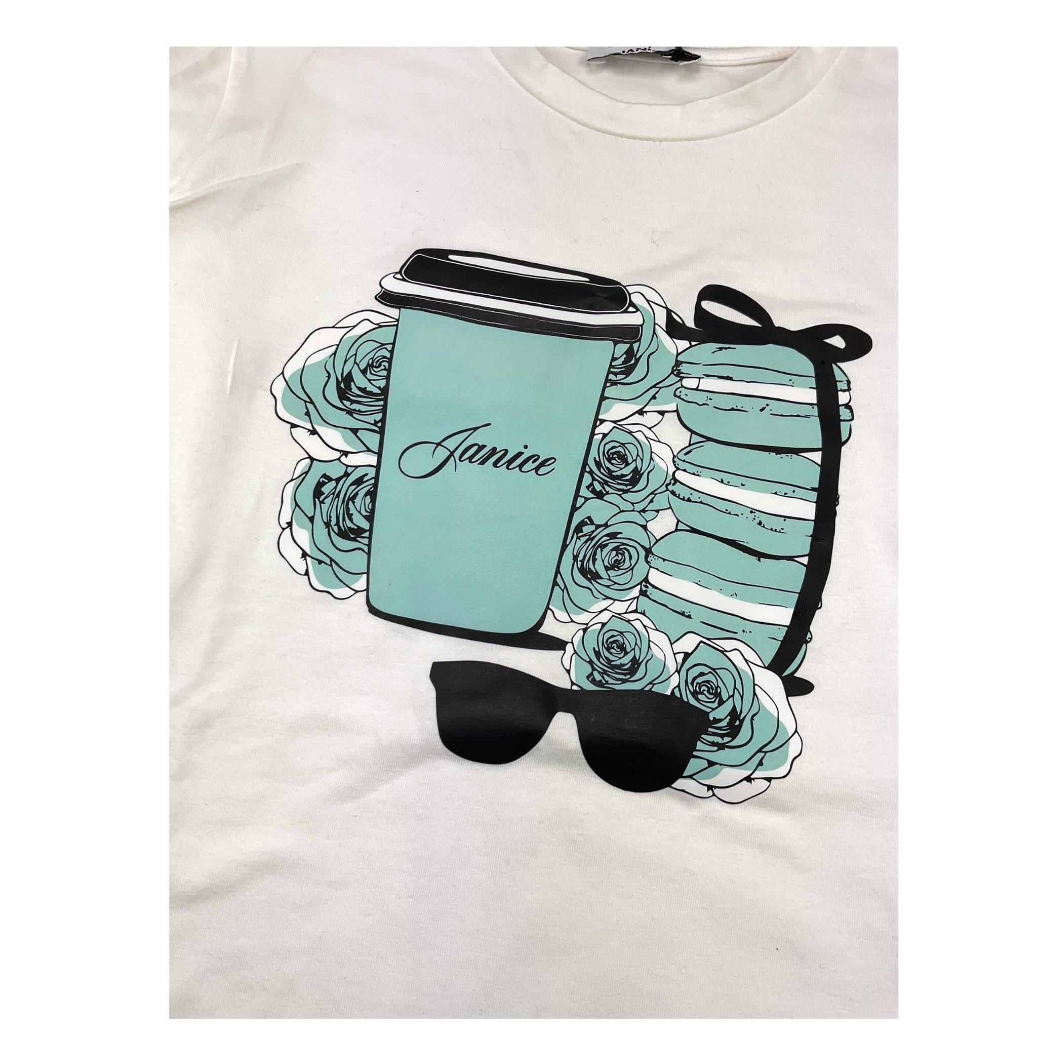 JANICE shirt girocollo tinta unita con stampa in contrasto Panna per Bambina JN554R PANNA JANICE 