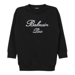 Balmain Abito Modello Felpa Tinta Unita con Brillantini per Bambina BV4A80 NERO BALMAIN 