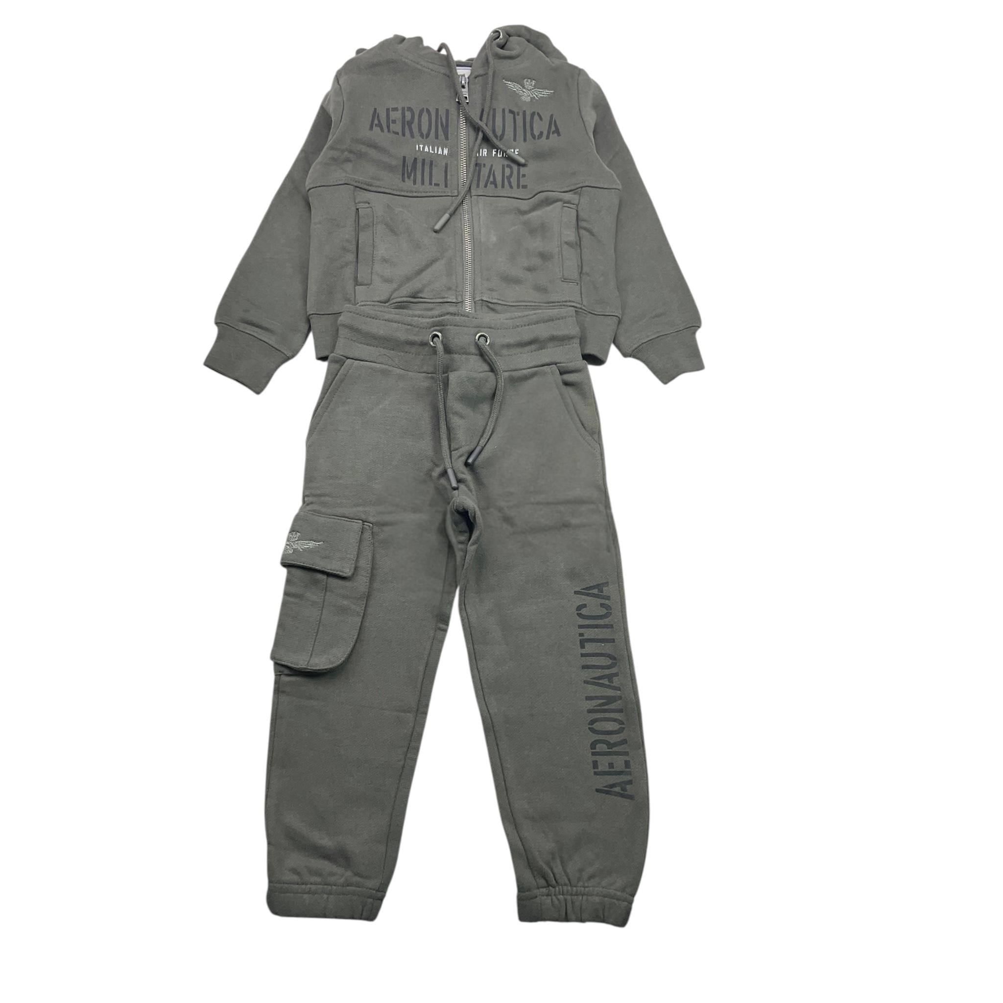 AERONAUTICA MILITARE completo 2pz felpa-pantalone tinta unita con stampa Verde per Neonato 242TF0002AJRF758N VERDE AERONAUTICA MILITARE 